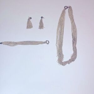 Vintage Italian 925 sterling silver marked necklace, bracelet & earrings set.